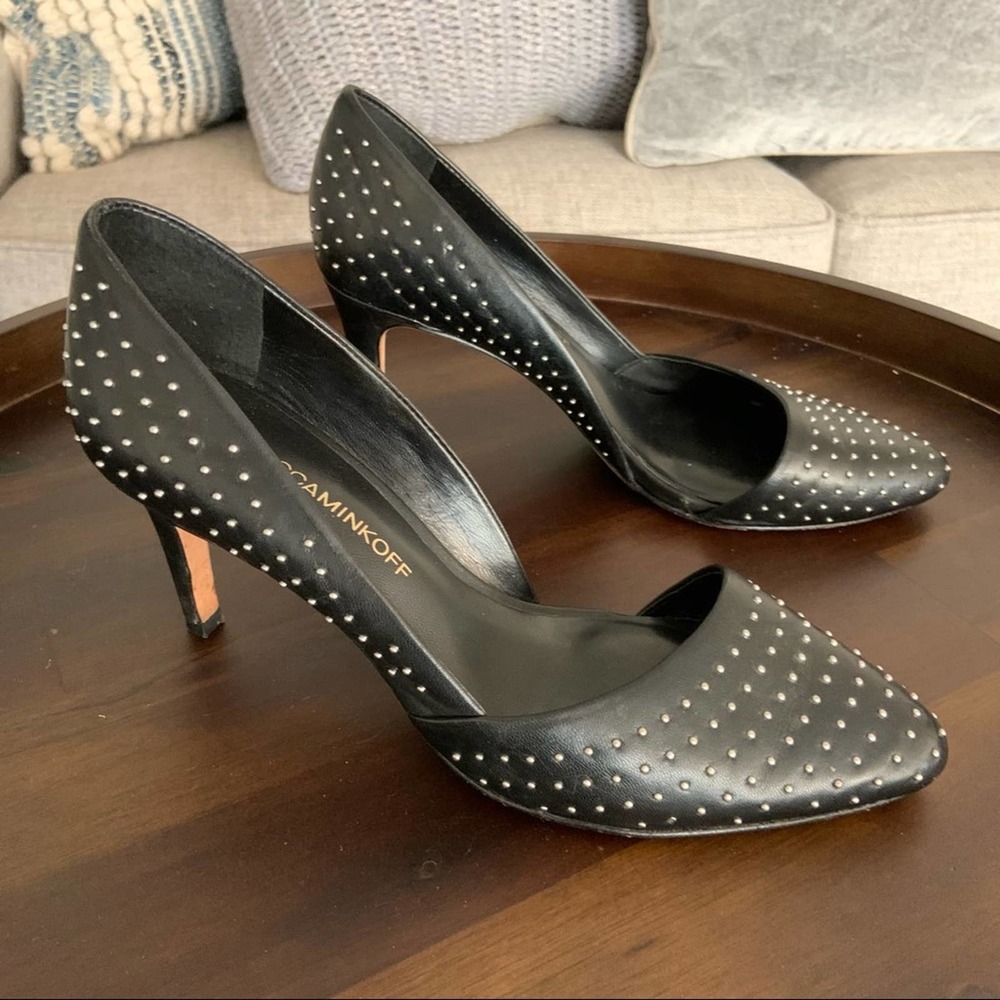 Rebecca Minkoff Black Studded Heels Size 7 - Picture 2 of 8
